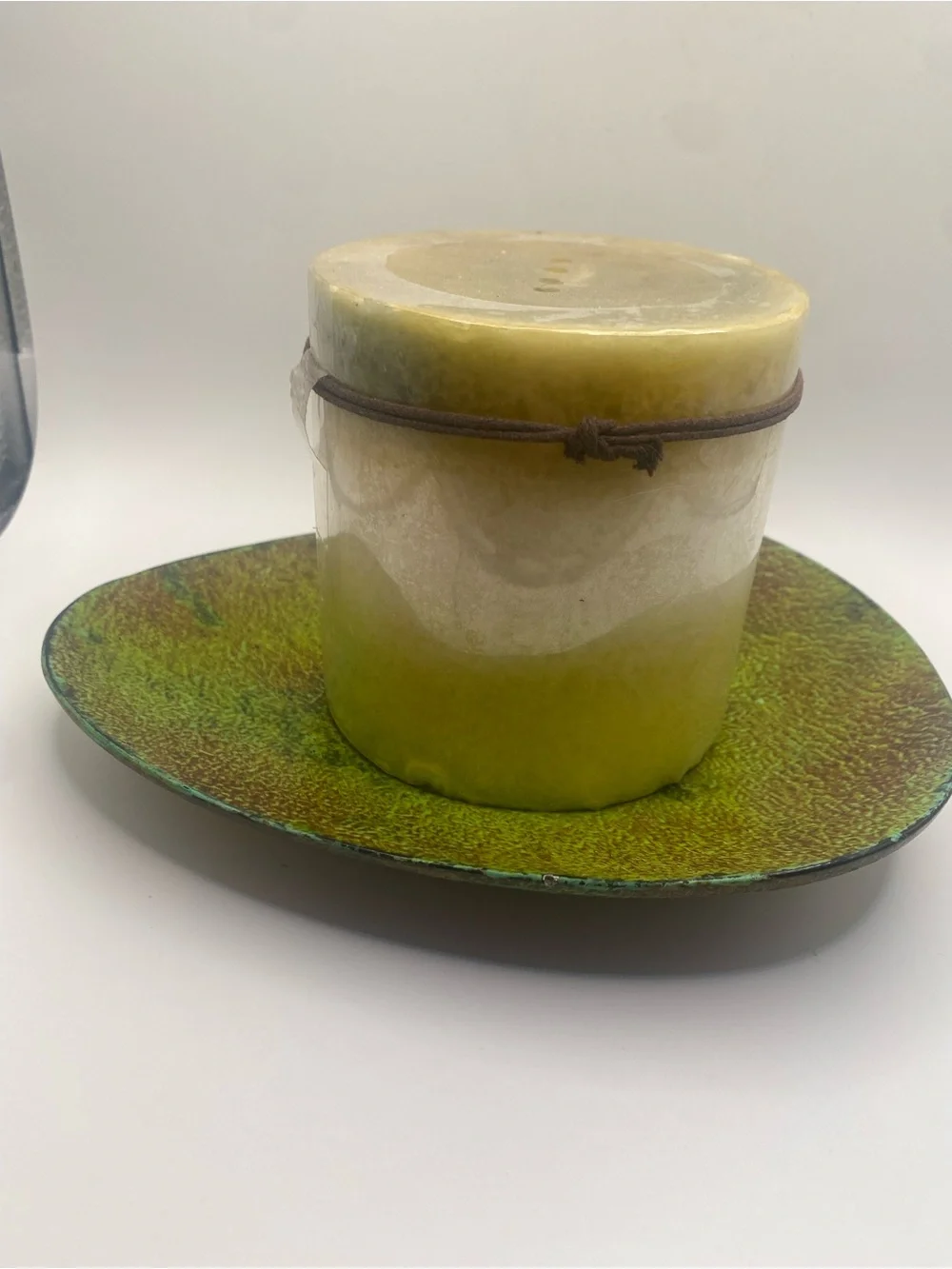 Pier 1 pillar candle with a matching ceramic tray great bundle